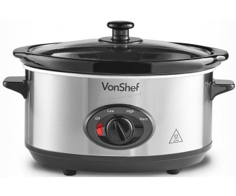 Slow cooker VonShef 2013337 (Silver/Black)