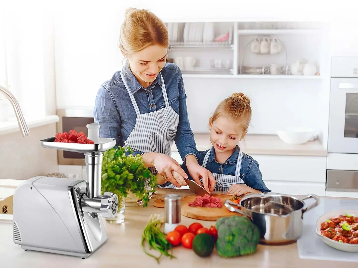 Masina de tocat carne Berdsen 550 (White/Silver)