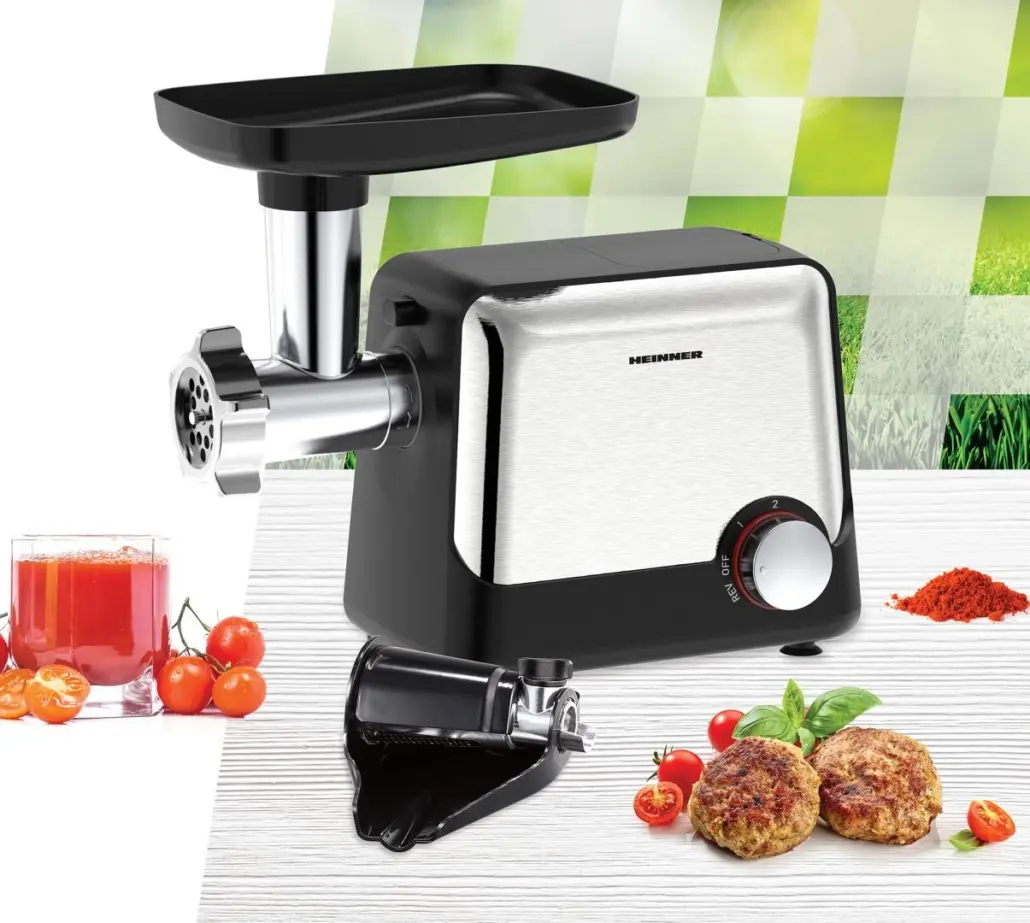 Masina de tocat carne Heinner Dualsteel 2100 HMG-2100BKS3 (Negru/Inox)