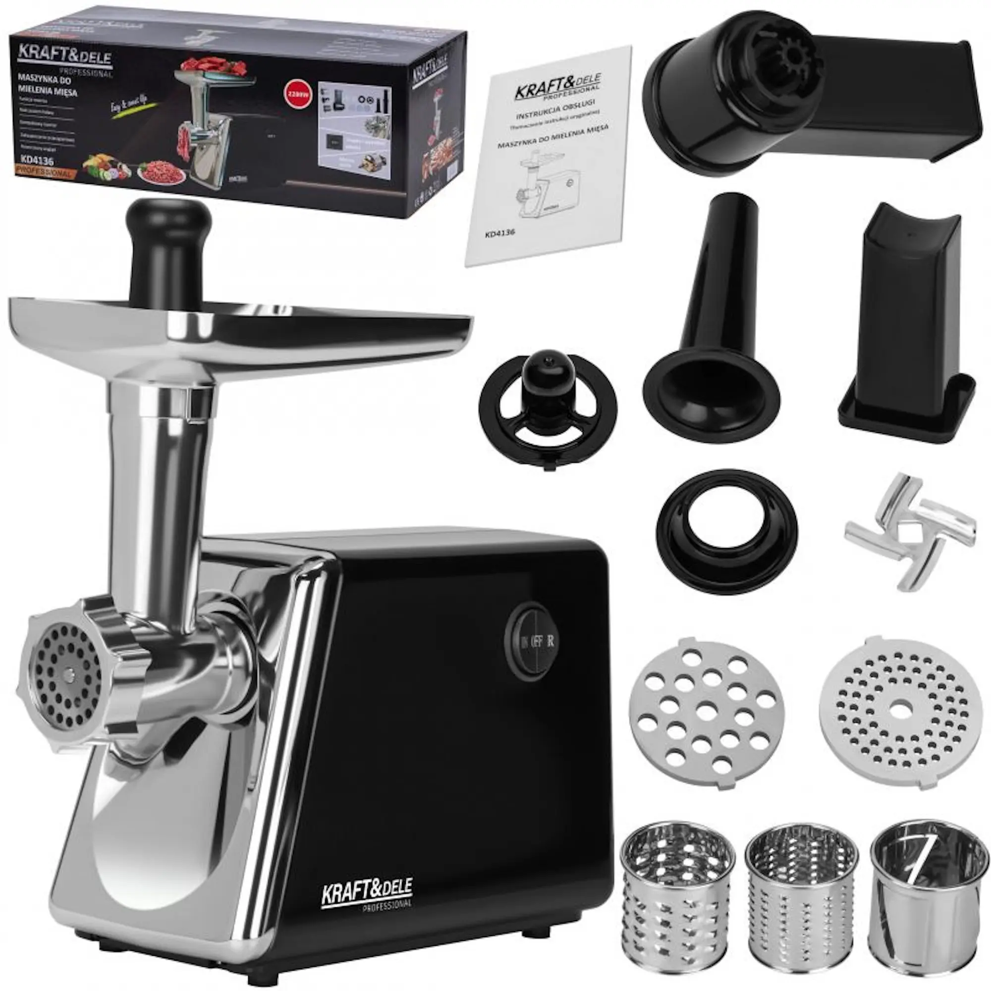 Masina de tocat carne Kraft&Dele KD4136 (Inox) - 8