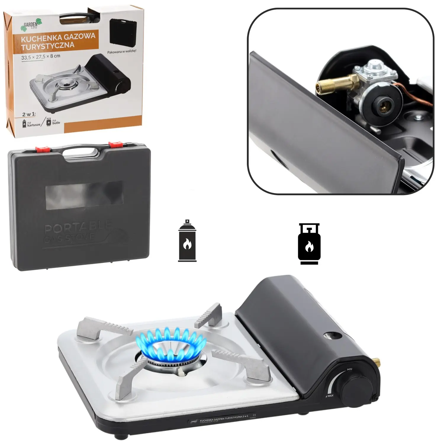 Настольная газовая плита Chomik GAZ8609 (Black/White) - 2