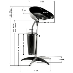 Мойка парикмахерская передвижная Gabbiano FT35-1 125896 (Black) Thumb