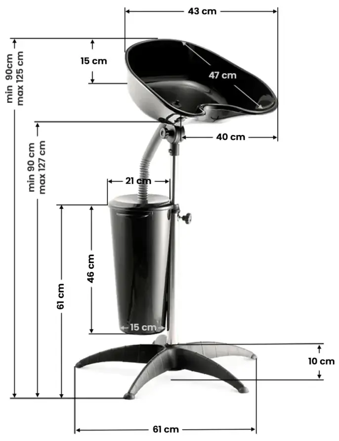 Мойка парикмахерская передвижная Gabbiano FT35-1 125896 (Black) - 2