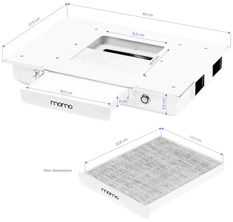 Вытяжка маникюрная Momo Professional J-02 130993 (White) - 10