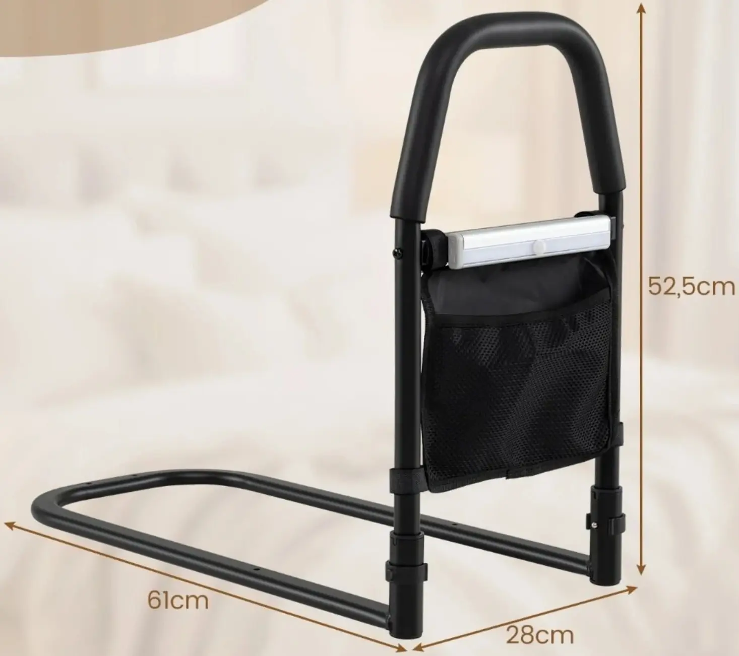 Bara de sustinere pentru pat Costway HW74224DK (Black) - 2