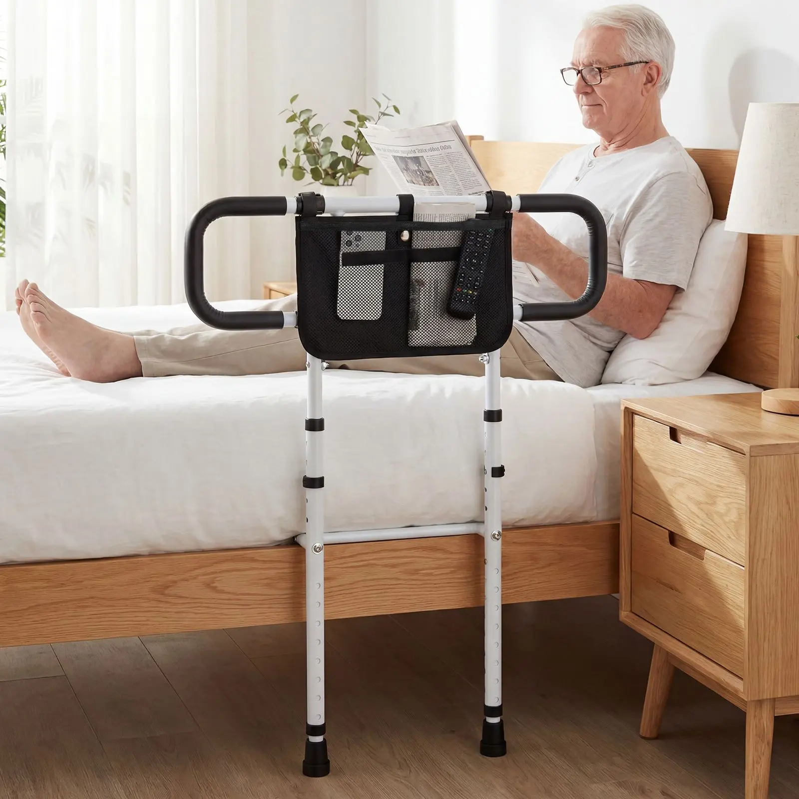 Bara de sustinere pentru pat Costway HW74749WH (White/Black) - 5