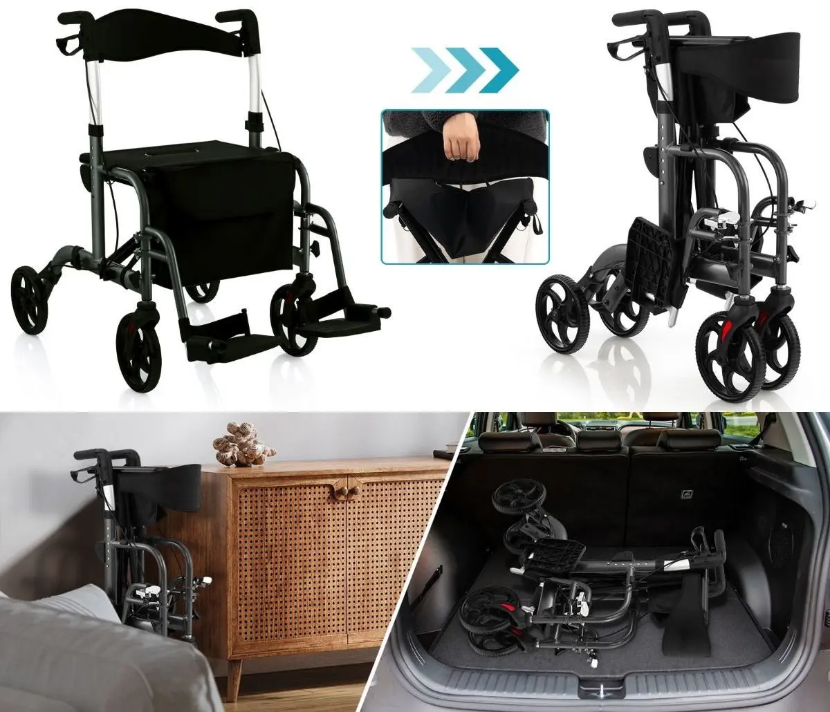 Роллатор ортопедический Costway JH10012BK (Black) - 4