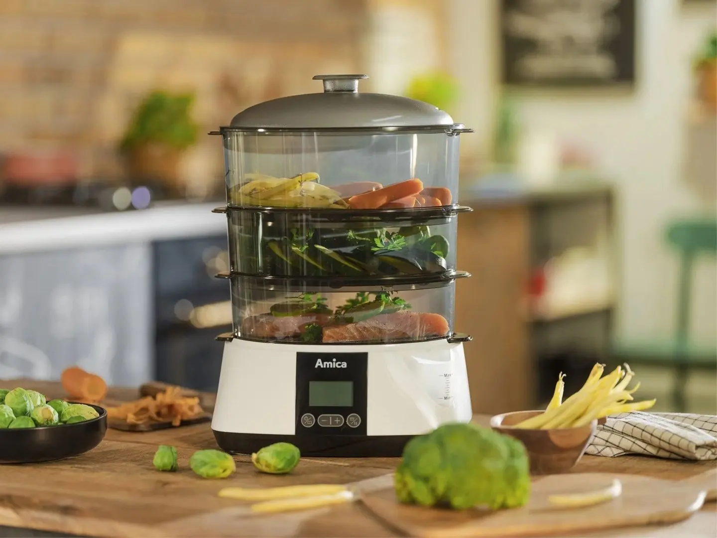 Пароварка Amica Lunaris PT3011 (White/Black)