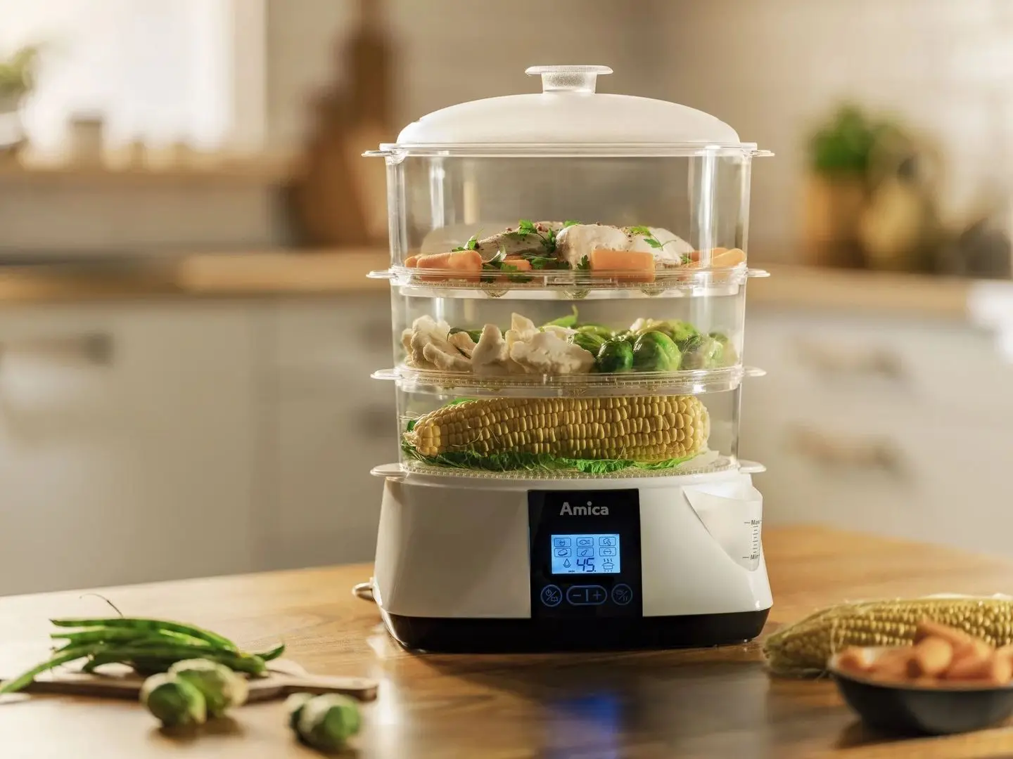 Пароварка Amica Lunaris PT3011 (White/Black)