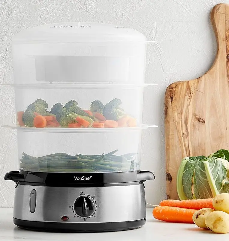 Пароварка VonShef 2000047 (Silver/Black)