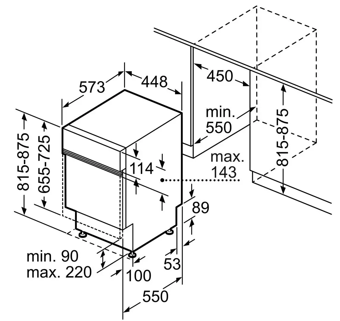 Полувстраиваемая посудомоечная машина Bosch SPI4HMS49E (Inox)