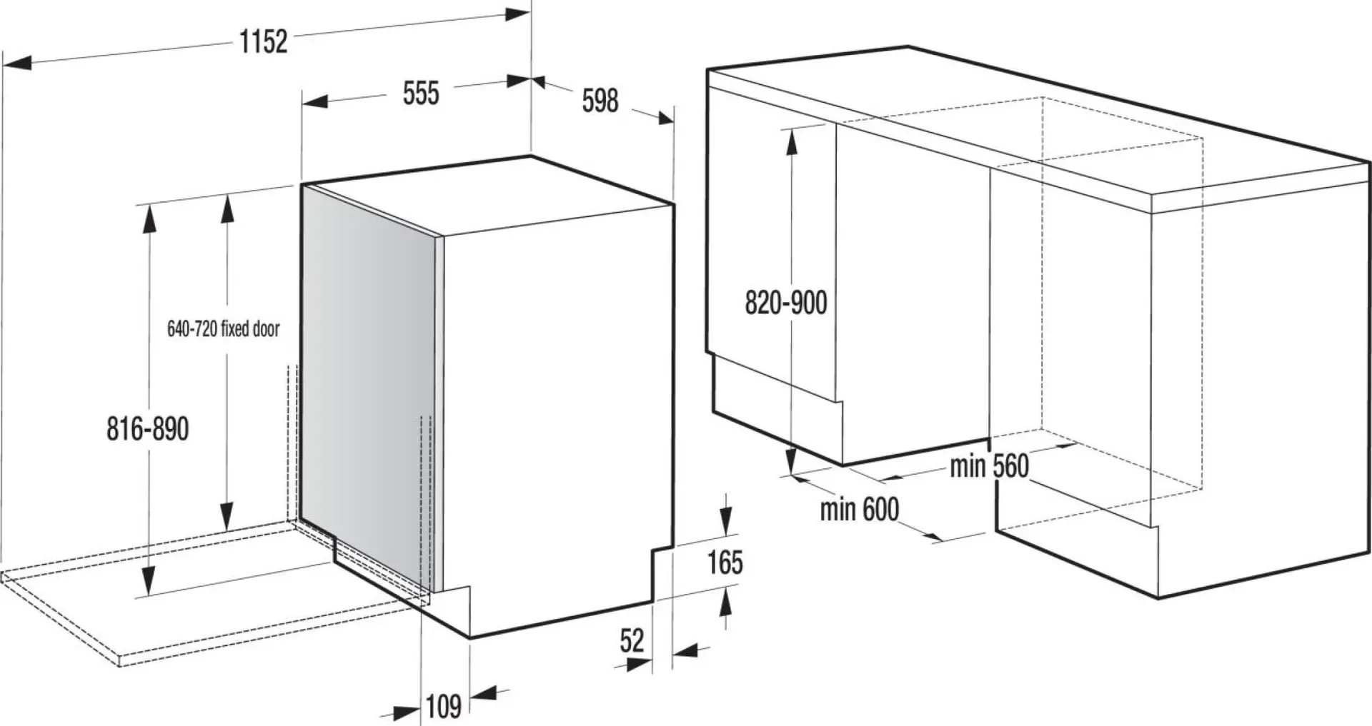 Masina de spalat vase incorporabila Gorenje GVB67364 (Grey)