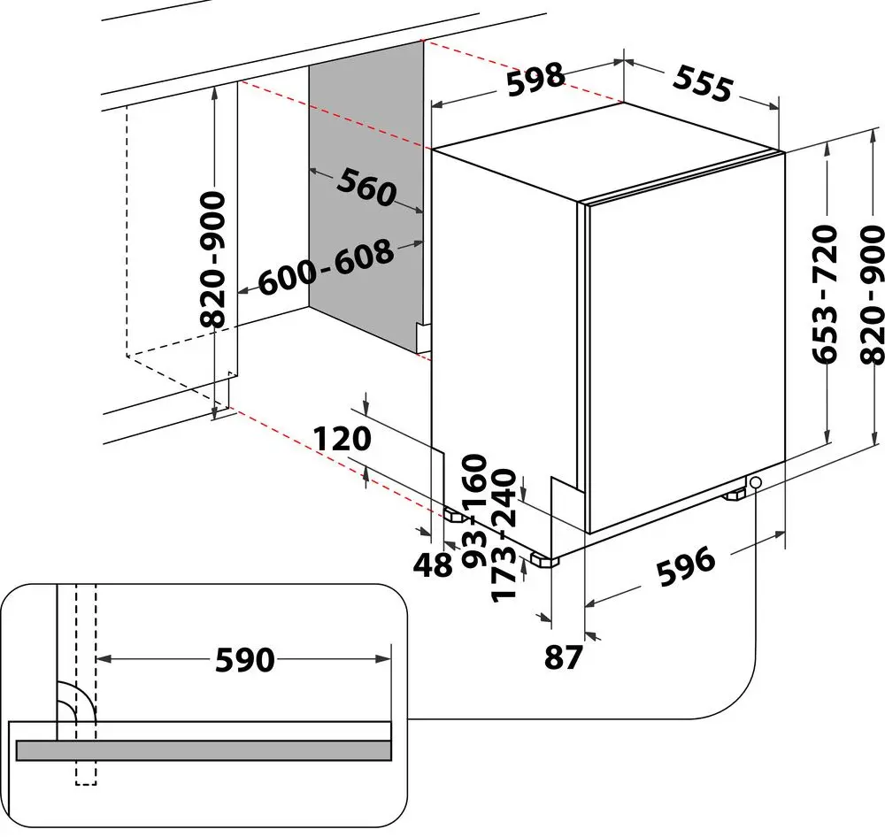 Masina de spalat incorporabila Whirlpool WIC 3C26 F (Silver)