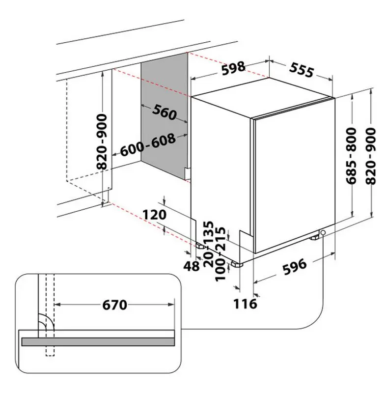 Masina de spalat vase incorporabila Whirlpool WIC 3C34 PFE S (Silver)