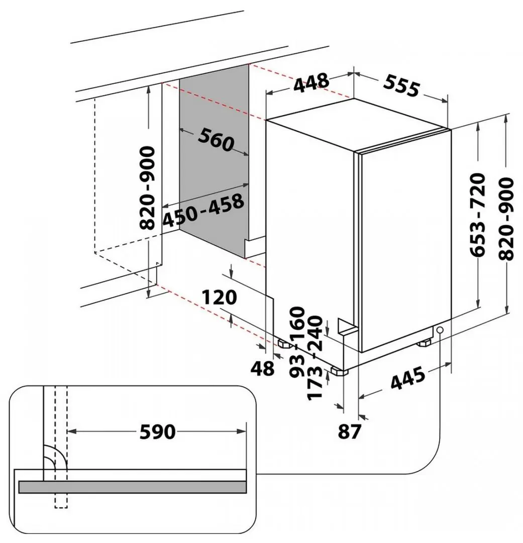Masina de spalat vase incorporabila Whirlpool WSIP 4O33 PFE (Black)