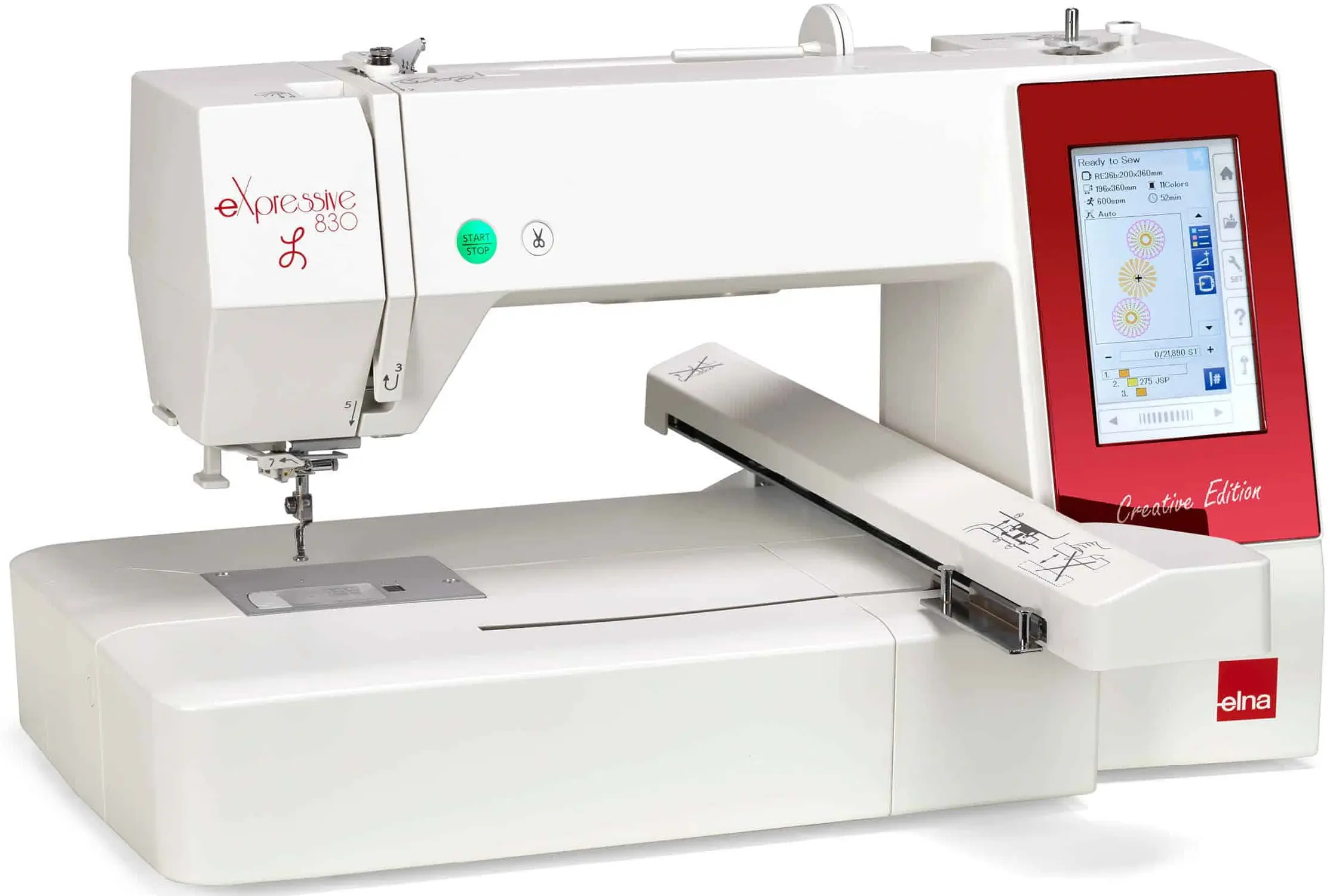 Masina de brodat Elna eXpressive 830L Creative Edition (White/Red) - 2