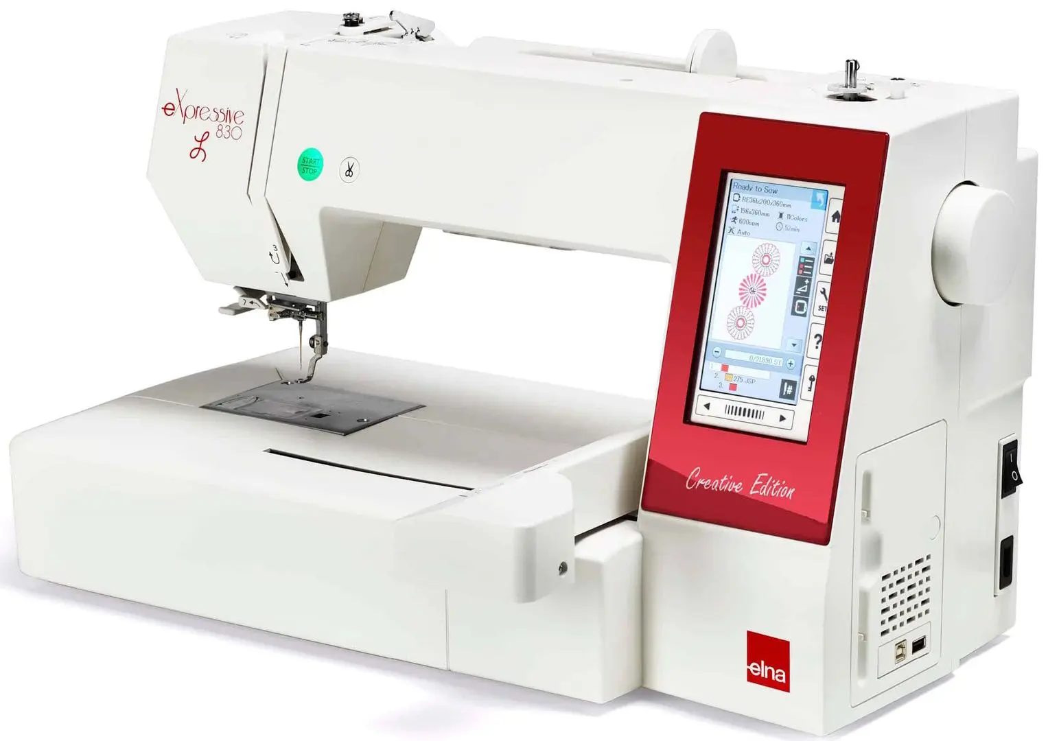 Masina de brodat Elna eXpressive 830L Creative Edition (White/Red)