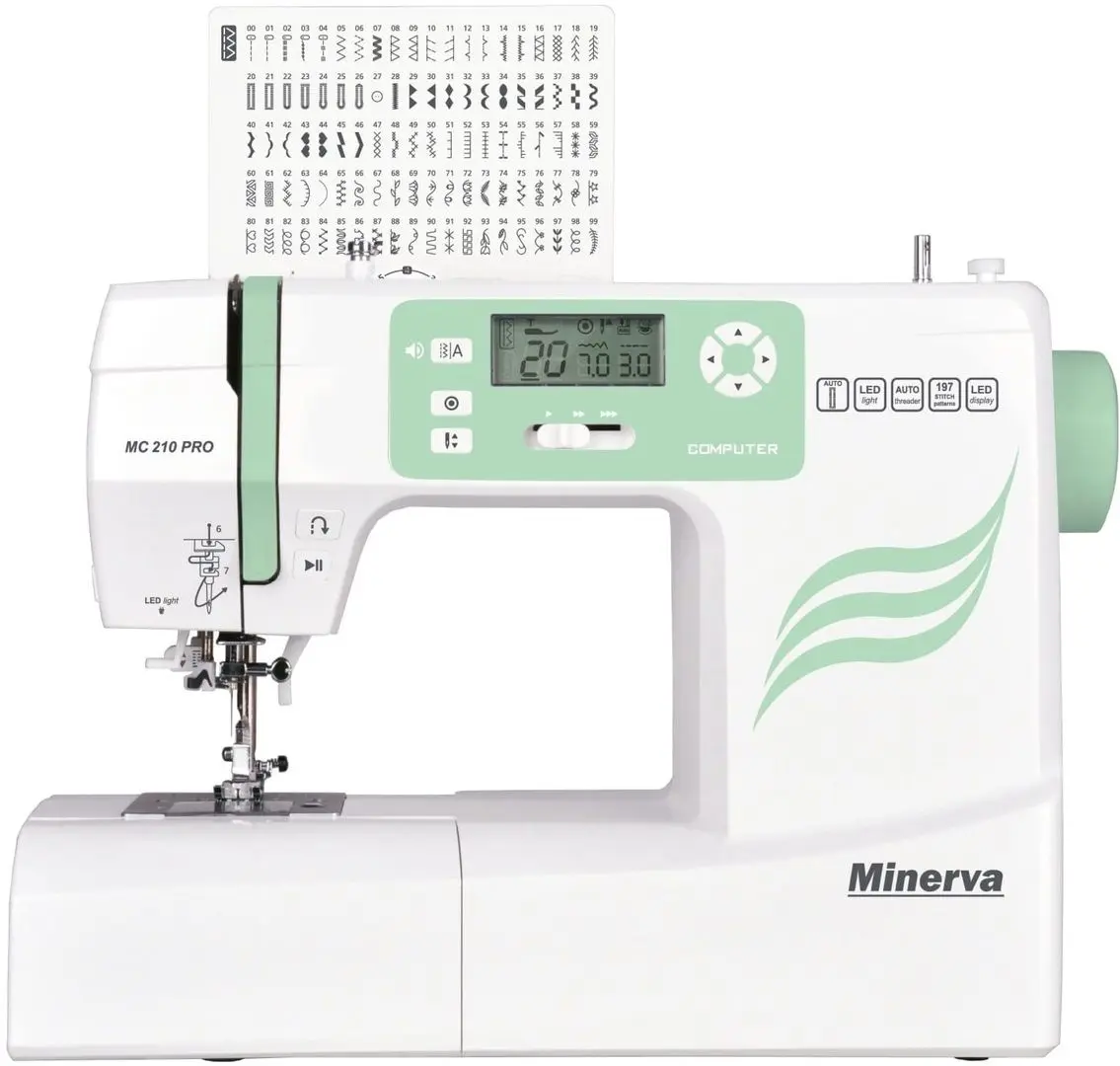 Masina de cusut Minerva MC210 Pro (White/Mint) - 4