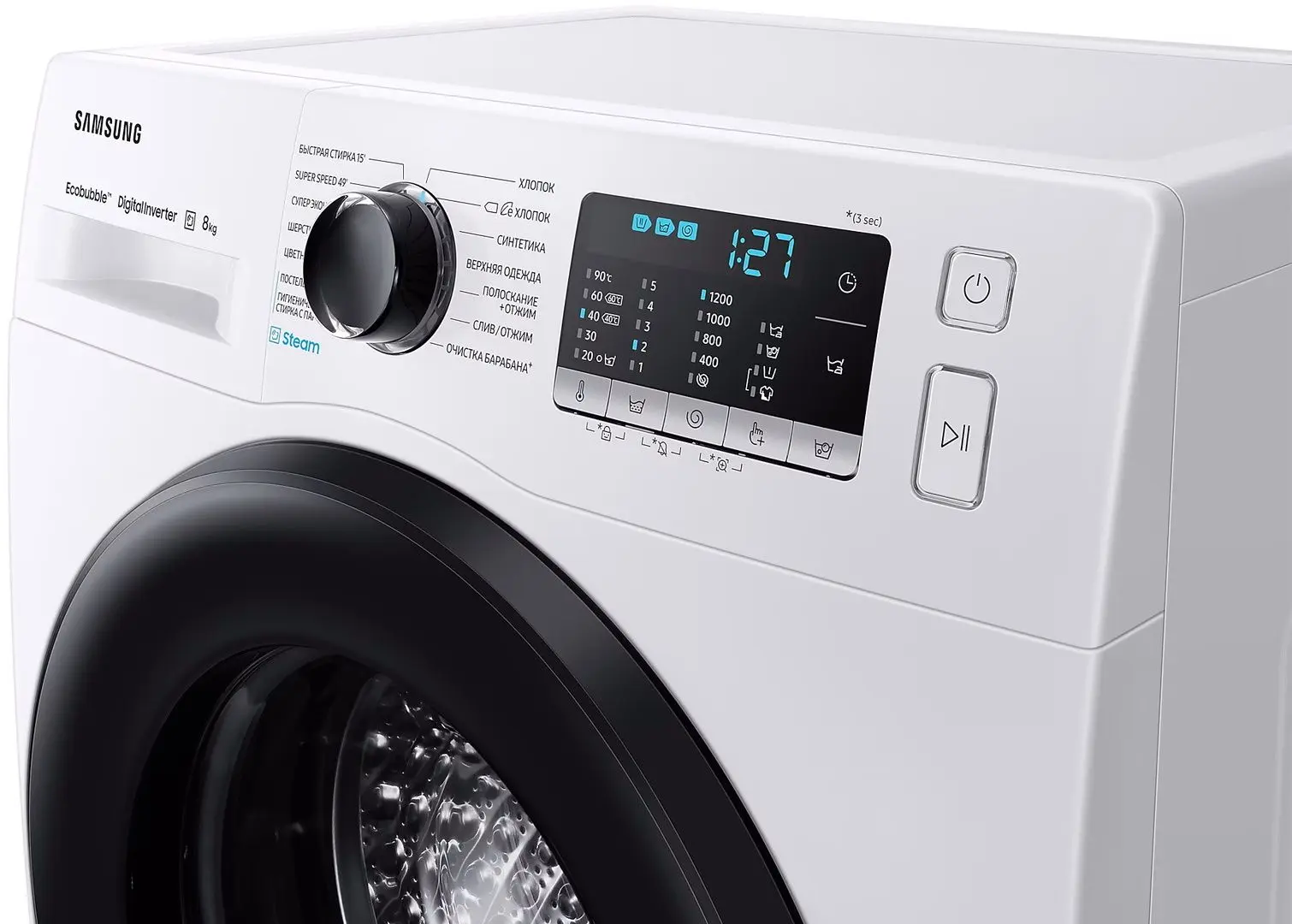 Стиральная машина Samsung WW80AGAS22AECE (White/Black)