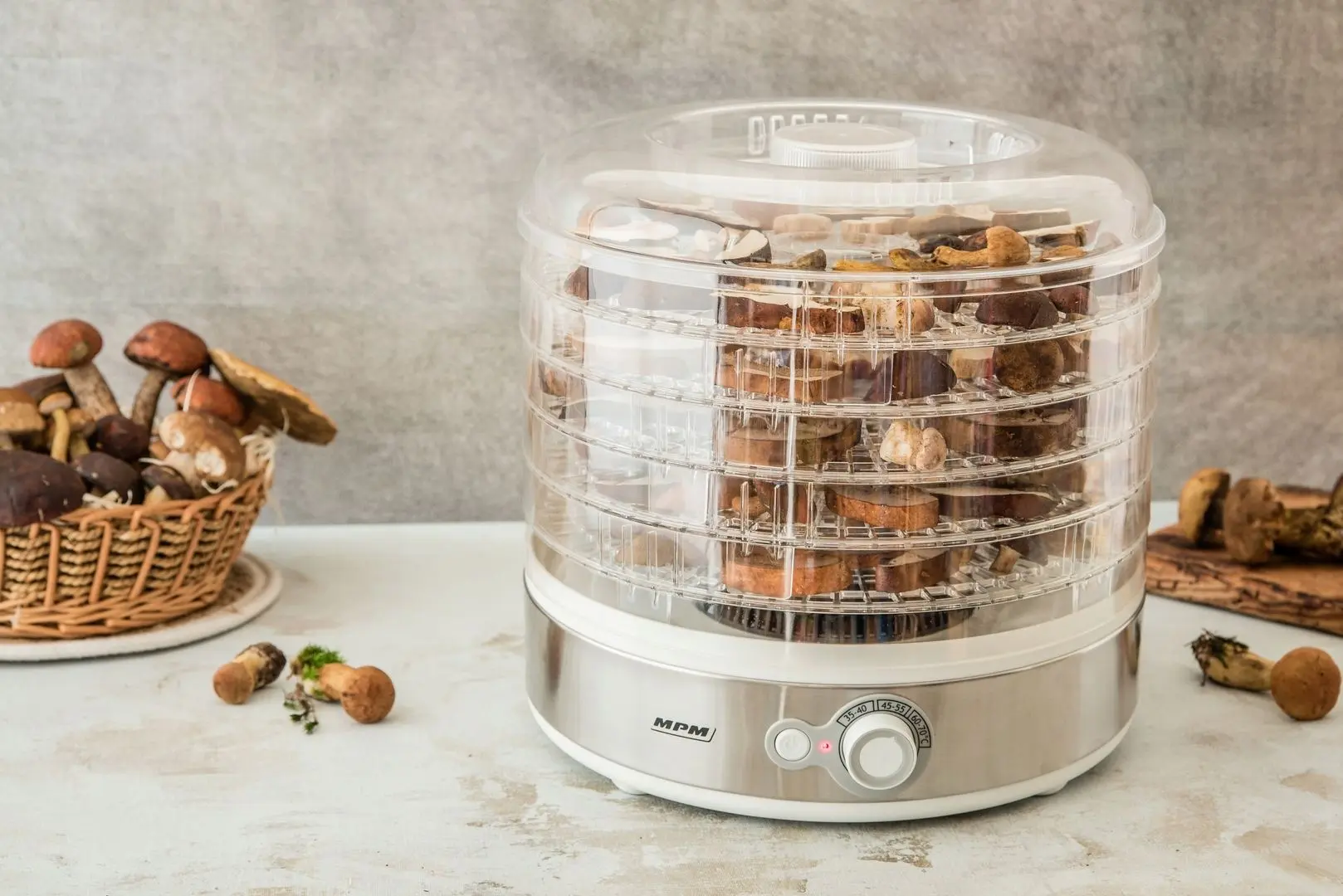 Сушилка для овощей и фруктов MPM MSG-11 (Silver/White)