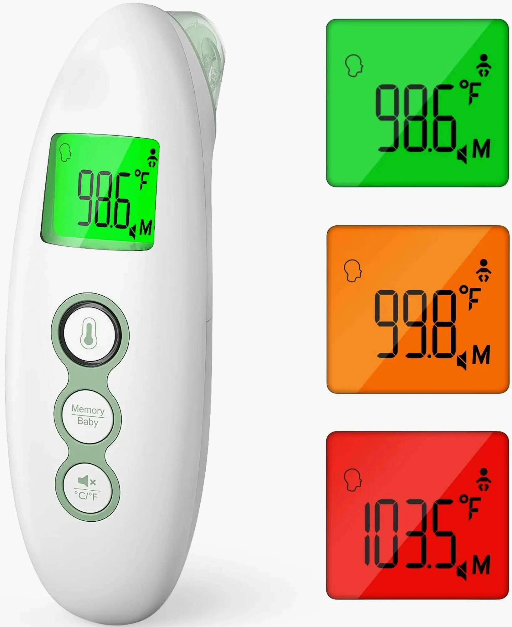 Termometru digital fara contact Momcozy TH001-GE00BA-A (White/Green) - 2