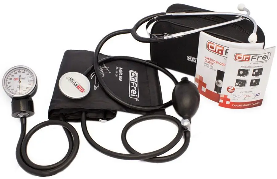 Tensiometru mecanic cu stetoscop Dr.Frei A-20 Classic (Black)
