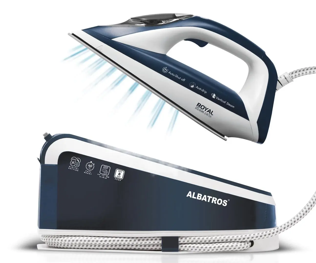 Fier de calcat cu generator de abur Albatros Royal Steam Care (Blue/White)