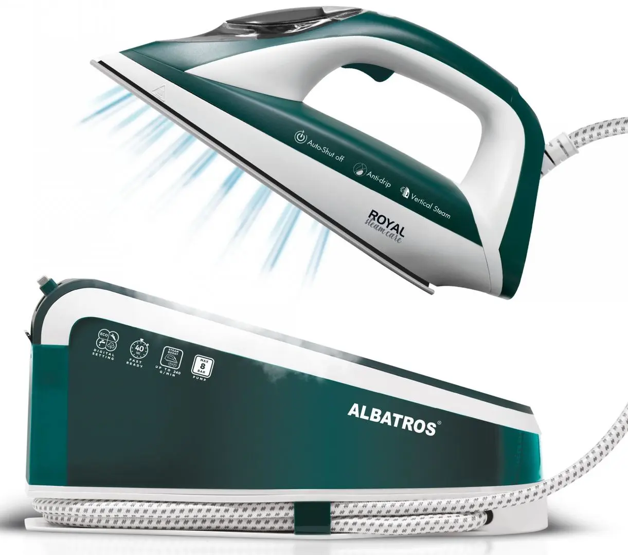 Fier de calcat cu generator de abur Albatros Royal Steam Care (Green)