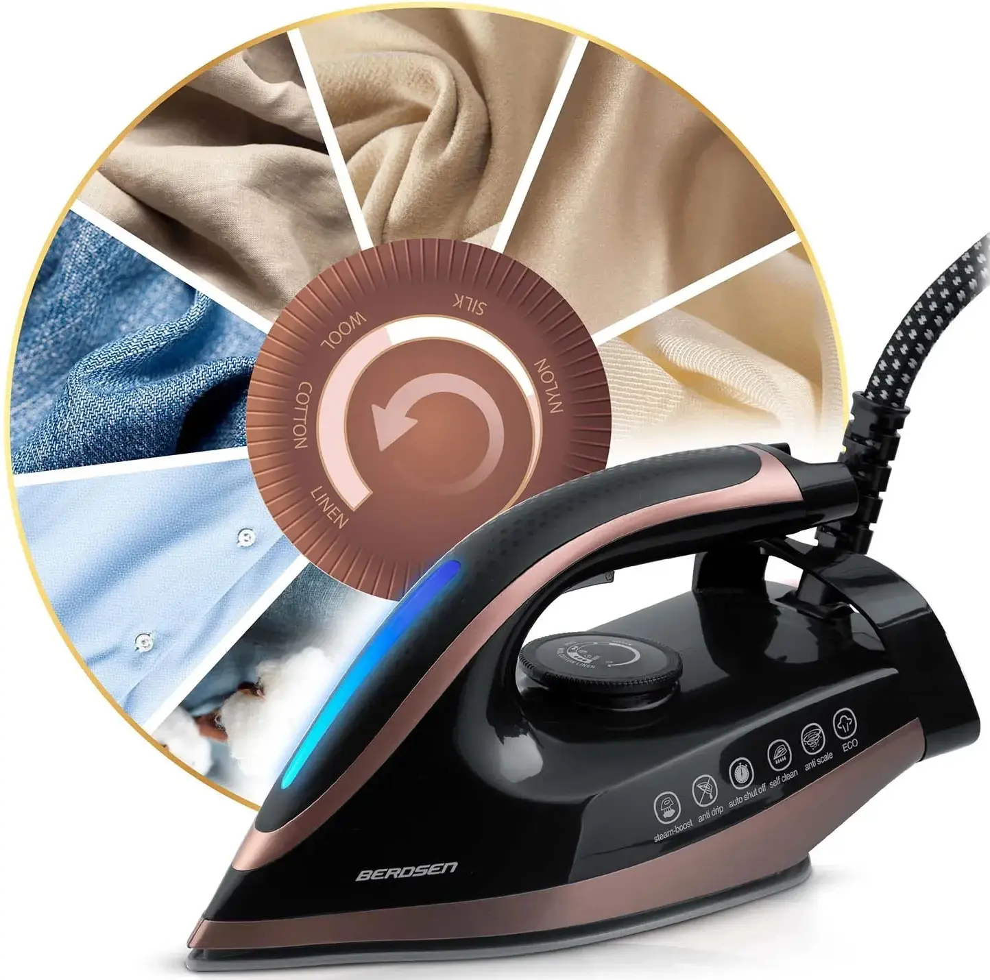 Утюг с парогенератором Berdsen BD-334 333400 (Black/Rose Gold) - 7