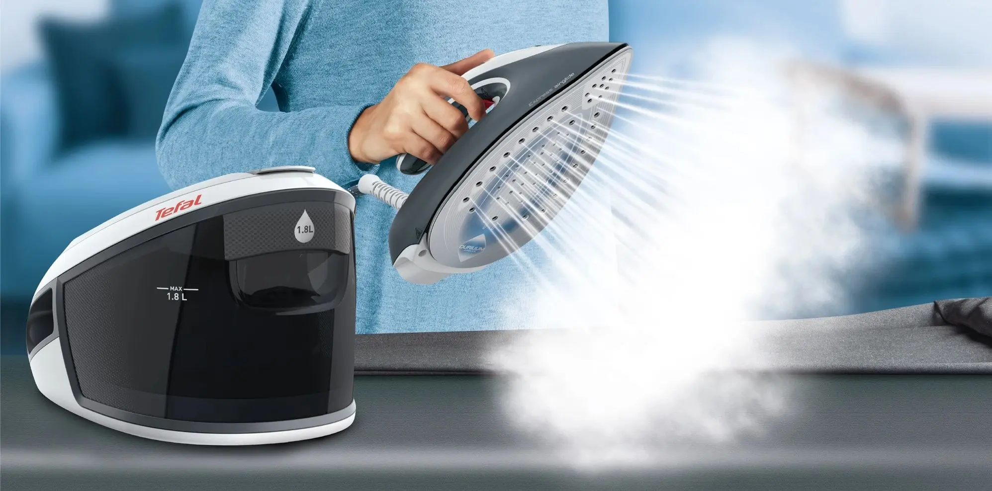 Fier de calcat cu generator de abur Tefal Express Airglide SV8020E1 (White/Grey)