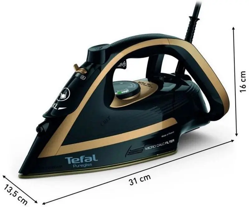 Fier de calcat Tefal Puregliss FV8064E0 (Black/Golden) - 7