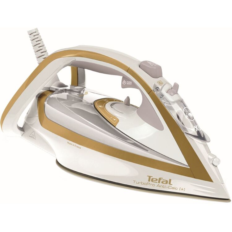 Fier de calcat Tefal Turbo Pro Anti-Calc Plus FV5698E0 (White/Gold ...