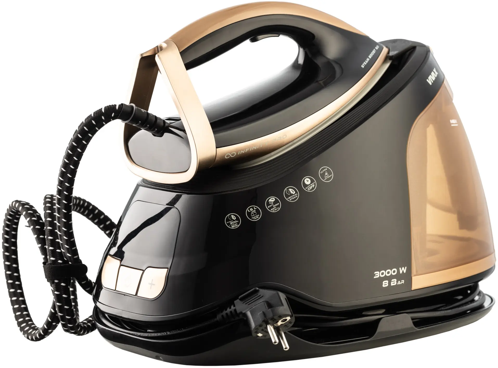 Утюг с парогенератором Vivax IRS-8015B BGL Infinity Pro (Gold/Black) - 5