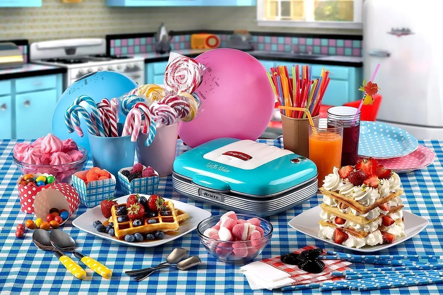 Aparat de facut vafe Ariete Party Time 1973/01 (Light Blue/White)