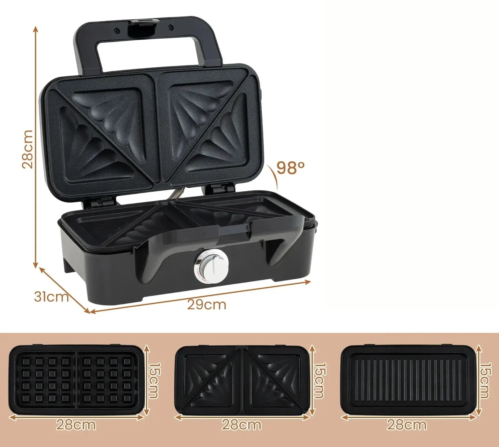 Aparat pentru sandwich Costway ES10514DE-DK (Black) - 2