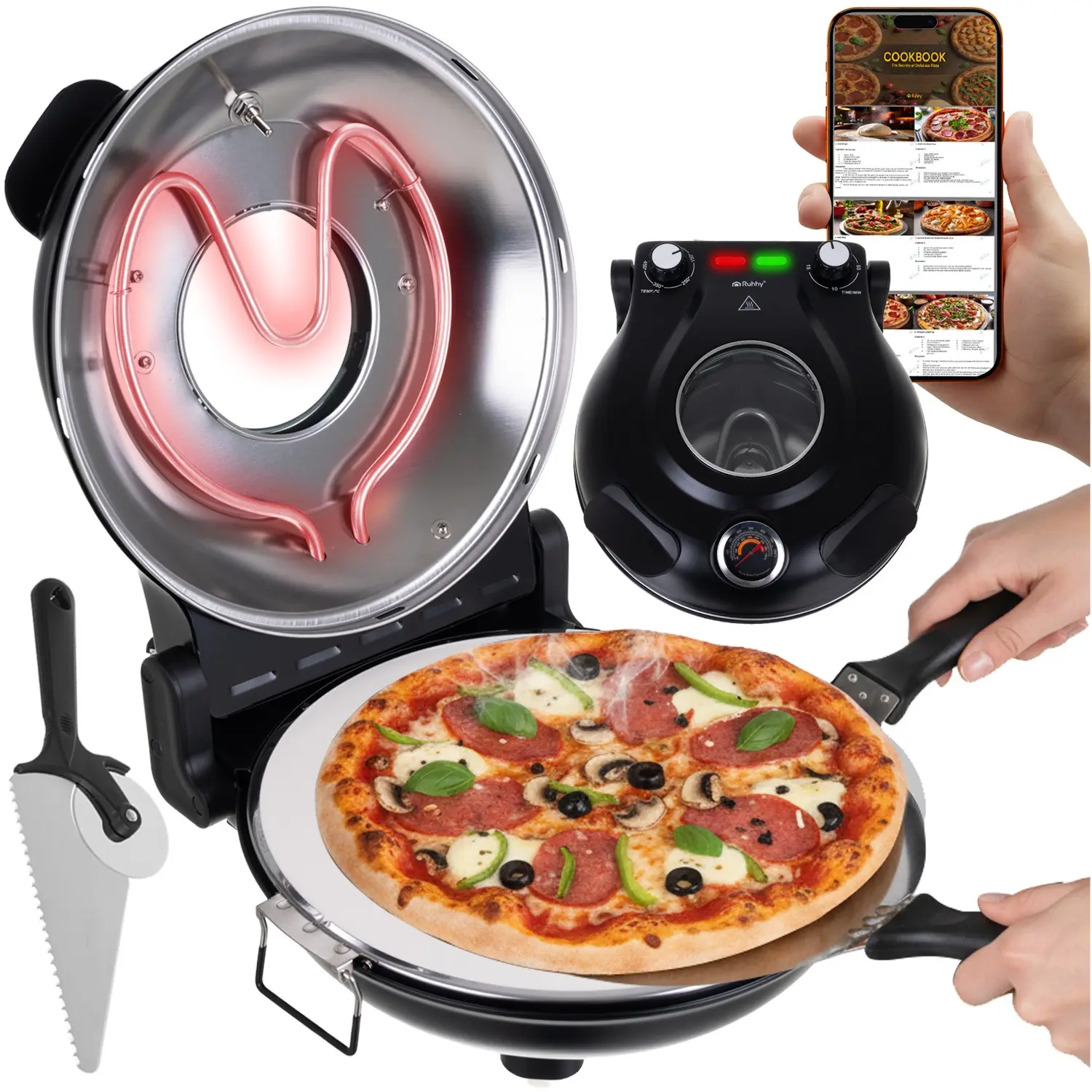 Aparat de preparare pizza Ruhhy 26050 (Black)