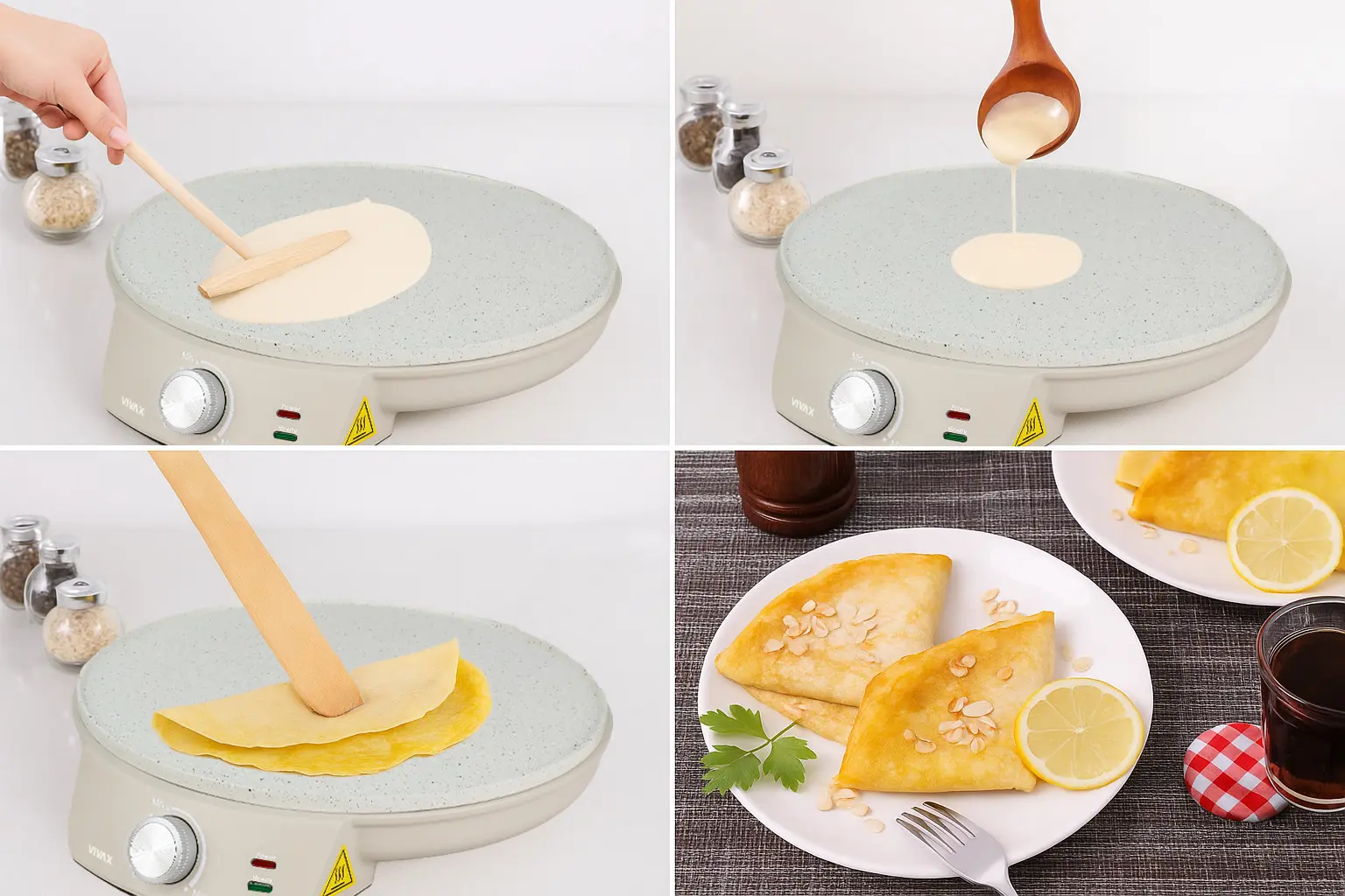 Aparat de facut clatite Vivax PM-1200S Lunar (Beige)