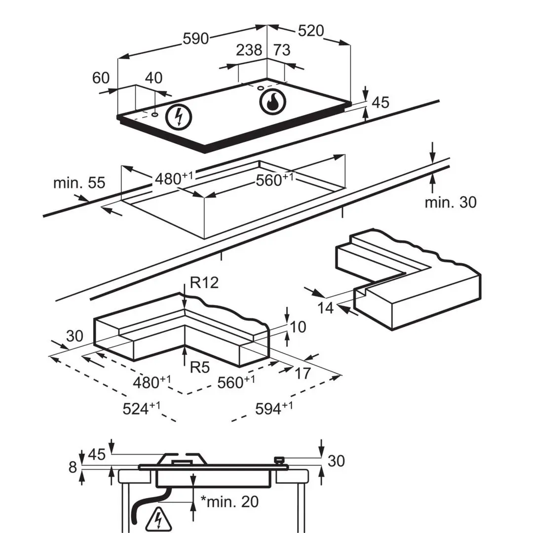 Plita de gaz incorporabila AEG HKB64453NB (Black)