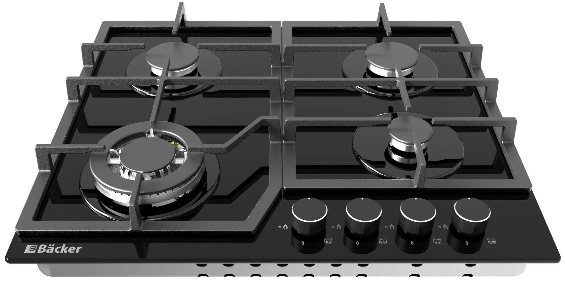 Plita de gaz incorporabila Backer Riki 6004 Turbo BL GL(Black)