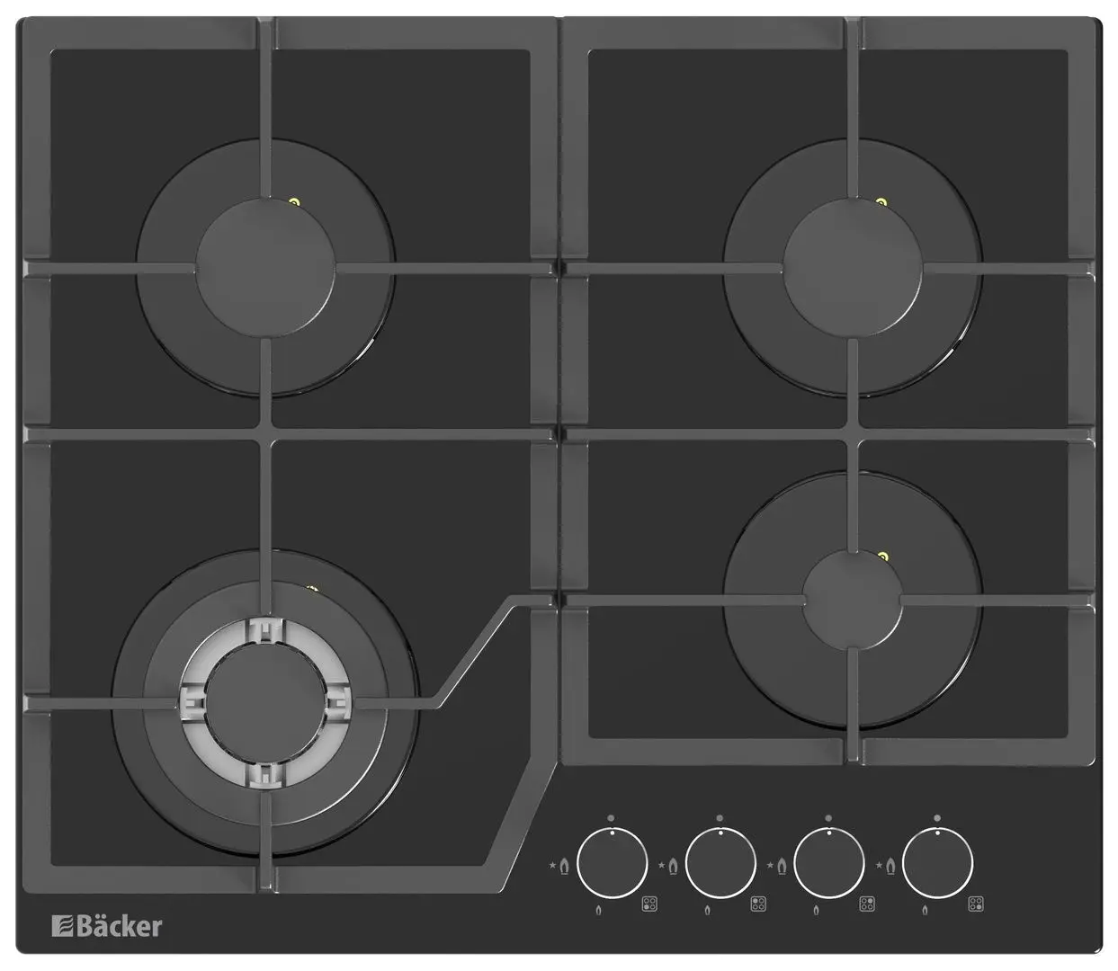 Plita de gaz incorporabila Backer Riki 6004 Turbo BL GL(Black)