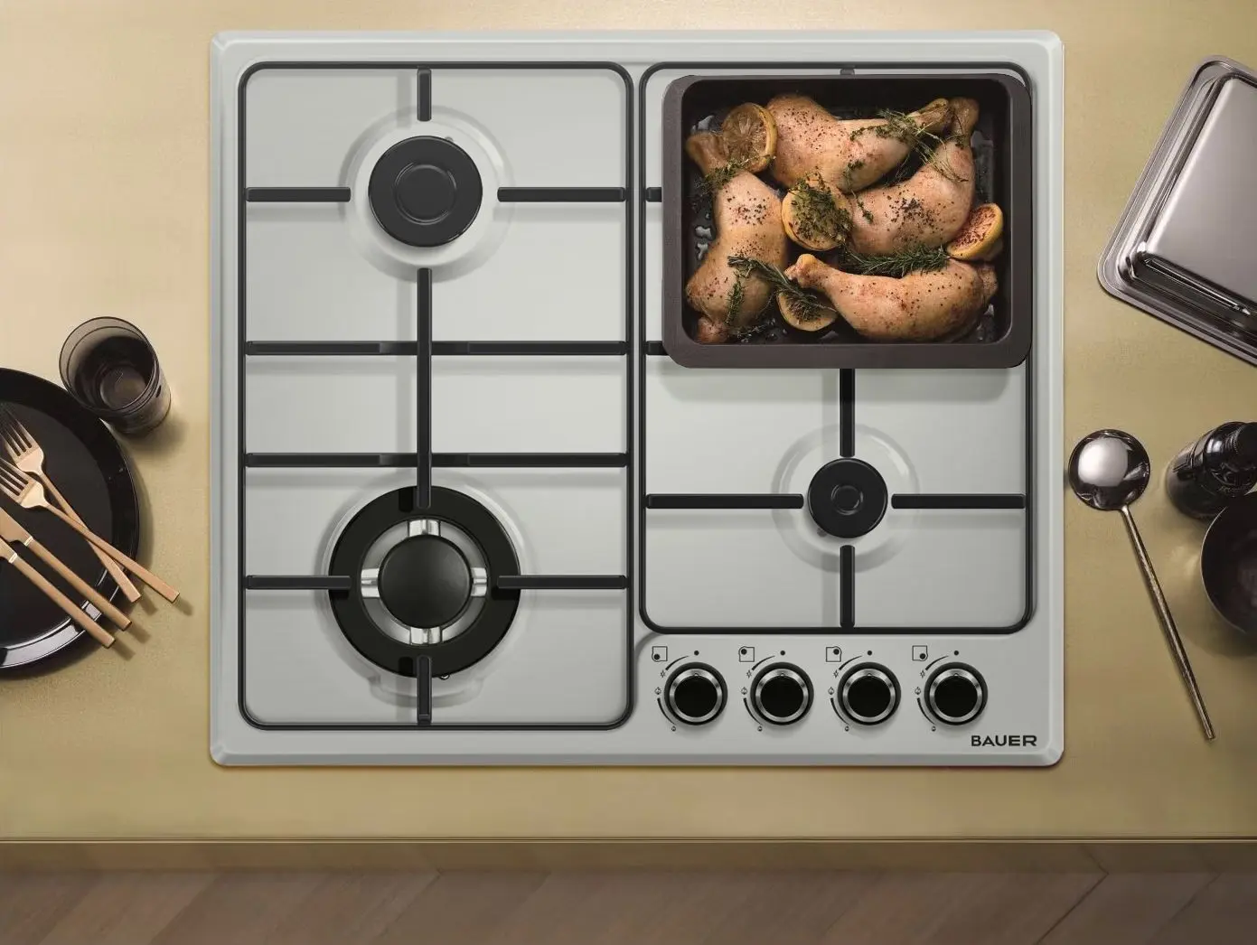 Aragaz incorporabil Bauer OM 640VT1BE (White)