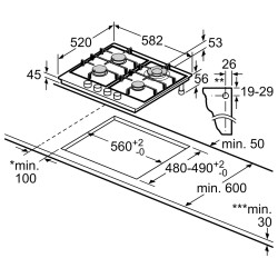 Plita incorporabila pe gaz Bosch PGH6B5K90 (Inox) Thumb