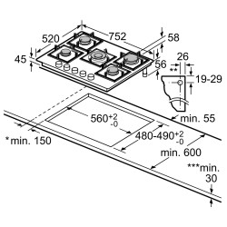 Plita incorporabila pe gaz Bosch PPQ7A6I40 (Black) Thumb