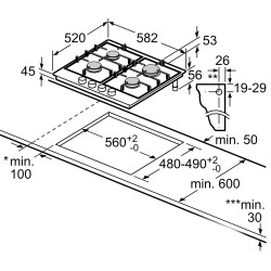 Aragaz incorporabil Bosch PCP6A5I90 (Inox) Thumb