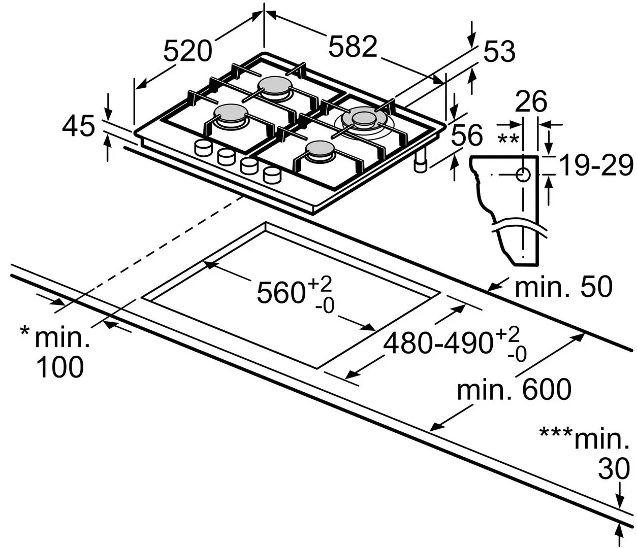 Aragaz incorporabil Bosch PGH6B5B90 (Inox)