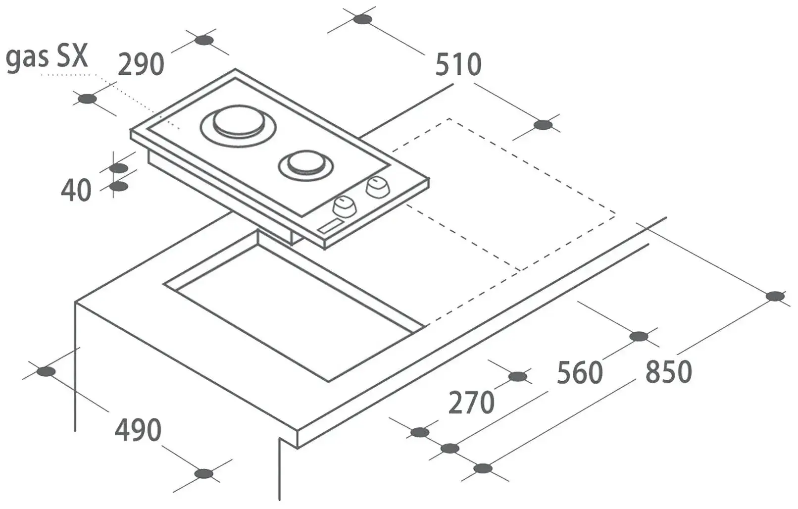 Plita de gaz incorporabila Candy CDG32/1SPX (Silver)