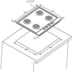 Aragaz incorporabil Candy CHW6BR4WGTWA (White) Thumb