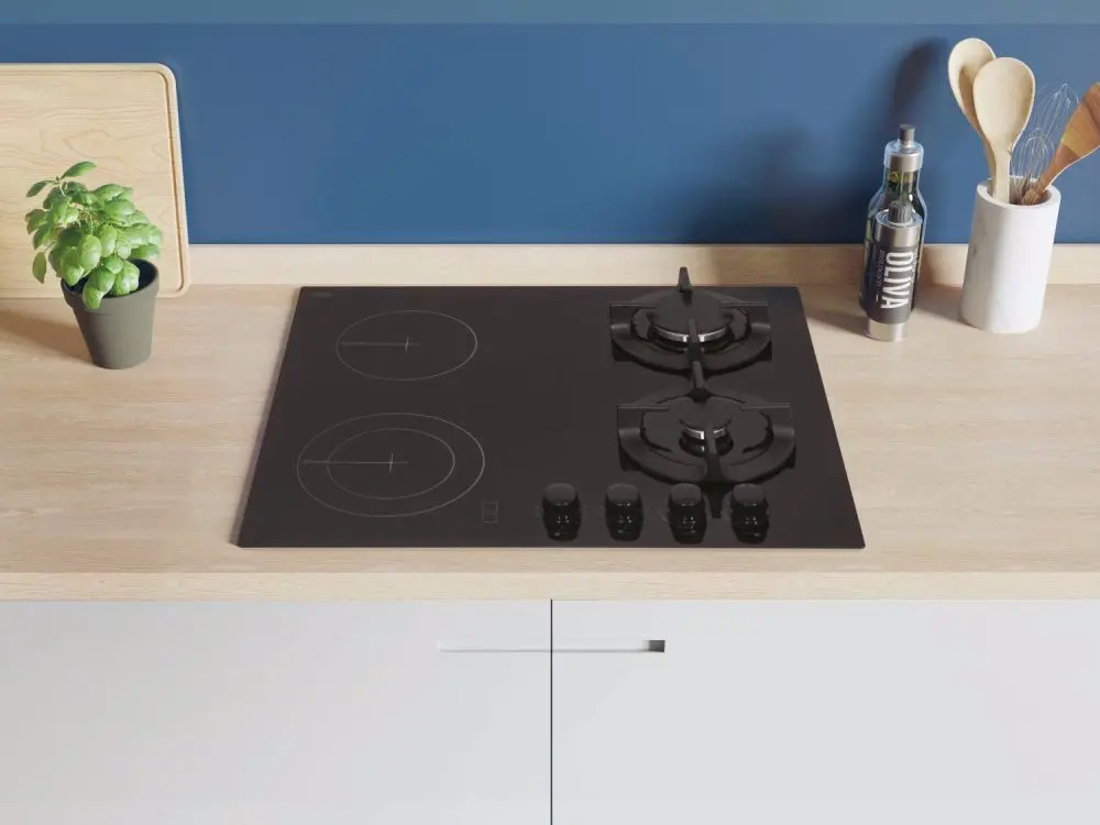 Plita incorporabila combinata Candy Idea CMG2V2BG/1 (Black)