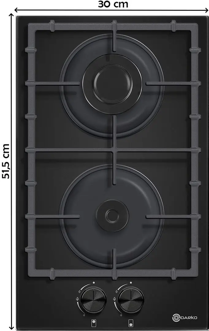 Встраиваемая газовая варочная панель Darko OD 320VE BL GL (Black)