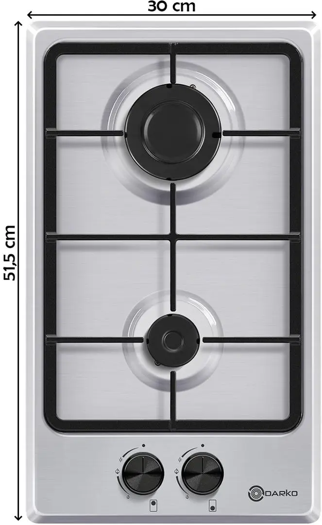 Встраиваемая газовая варочная панель Darko OM320 RT IX (Inox)